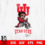 Utah Utes Beauty Black Fan Girl Football, Svg Eps Dxf Png File, Digital Download