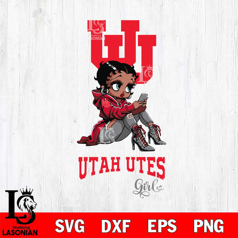 Utah Utes Beauty Black Fan Girl Football, Svg Eps Dxf Png File, Digital Download