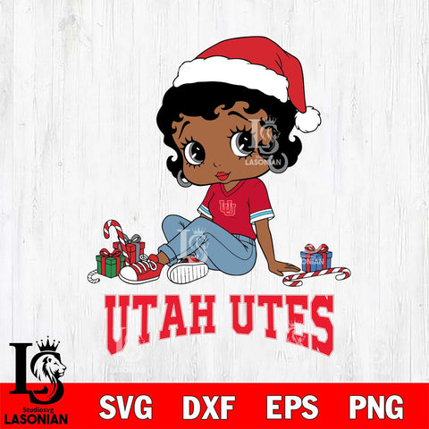 Utah Utes Betty Boop Christmas File Cut, NCAA SVG DXF EPS PNG PDF File, Digital Download , Criucut , Silhouette