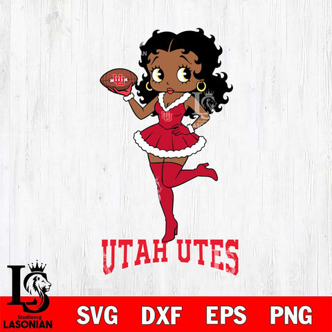 Utah Utes Betty Boop Christmas Rugby File Cut, NCAA SVG DXF EPS PNG PDF File, Digital Download , Criucut , Silhouette