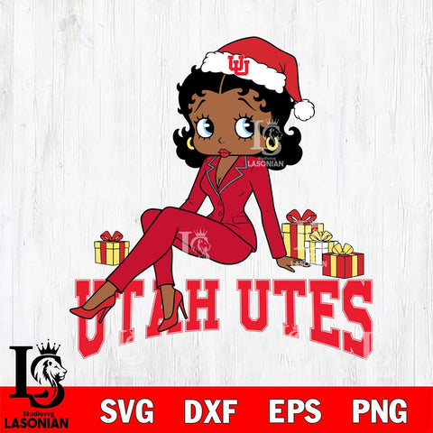 Utah Utes Betty Boop Christmas fan File Cut, NCAA SVG DXF EPS PNG PDF File, Digital Download , Criucut , Silhouette