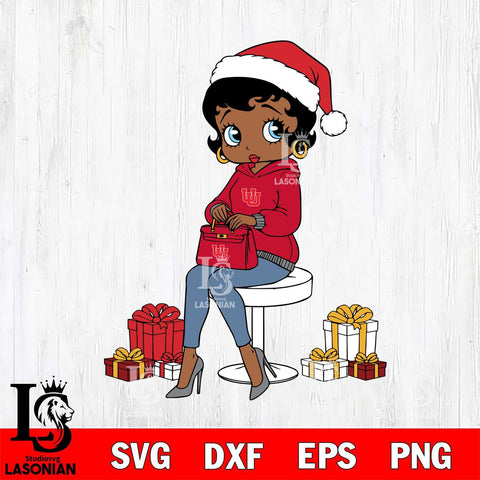 Utah Utes Betty Boop Sit Christmas File Cut, NCAA SVG DXF EPS PNG PDF File, Digital Download , Criucut , Silhouette