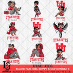 Utah Utes Black Fan Girl Betty Boop Bundle 9, Svg Eps Dxf Png File, Digital Download