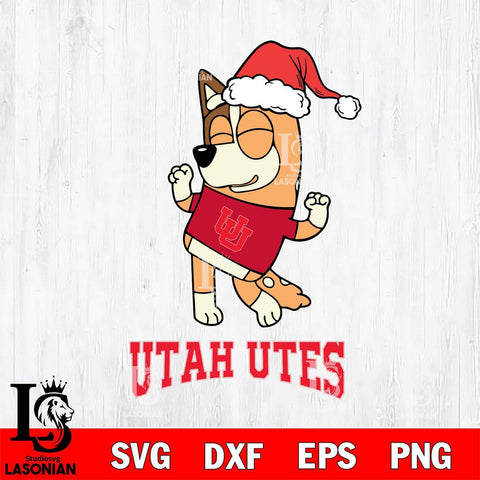Utah Utes Bluey Chilli Happy Christmas Svg Eps Dxf Png File, Digital Download