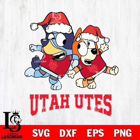 Utah Utes Bluey Christmas Holiday Svg Eps Dxf Png File, Digital Download