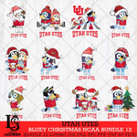 Utah Utes Bluey Christmas NCAA Bundle 12 Cricut File Cut Files , Bluey Cricut , Christmas Svg , Bluey svg , Digital Download, dxf eps png pdf file