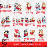 Utah Utes Bluey Dace Mode NCAA Bundle 12 SVG Eps Dxf Png File, Digital Download, Instant Download