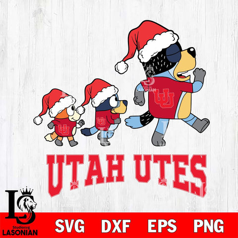 Utah Utes Bluey Family Christmas Svg Eps Dxf Png File, Digital Download