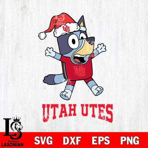 Utah Utes Bluey Happy Christmas Svg Eps Dxf Png File, Digital Download