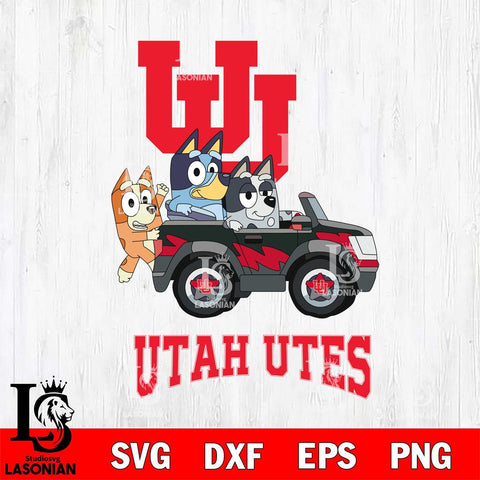 Utah Utes Bluey friends car Svg Eps Dxf Png File, NCAA svg, Digital Download, Instant Download