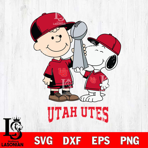 Utah Utes Charlie Brown and Snoopy Champions Svg Eps Dxf Png File, NCAA svg , Digital Download , Instant Download, Cricut File