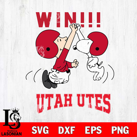 Utah Utes Charlie Brown and Snoopy Win Svg Eps Dxf Png File, NCAA svg , Digital Download , Instant Download, Cricut File