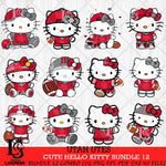 Utah Utes Cute Hello Kitty Bundle 12 SVG Eps Dxf Png File, NCAA Bundle svg, Digital Download, Instant Download