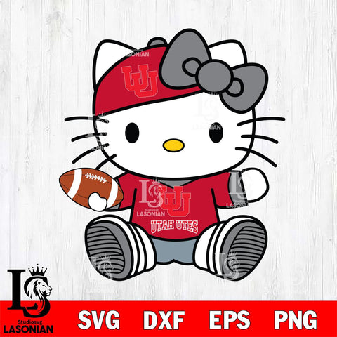 Utah Utes Cute Hello Kitty Football 11 Svg Eps Dxf Png File, NCAA svg, Digital Download, Instant Download