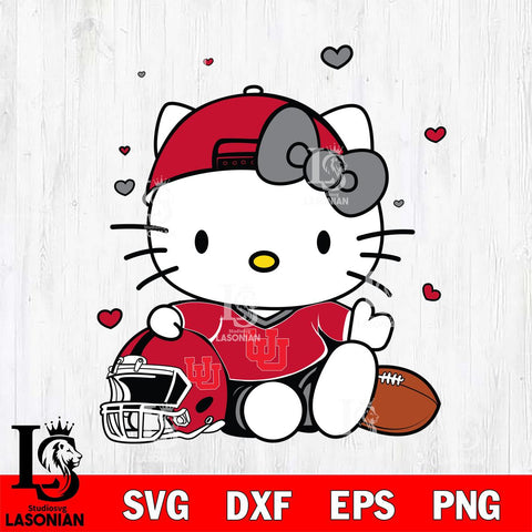 Utah Utes Cute Hello Kitty Football Svg Eps Dxf Png File, NCAA svg, Digital Download, Instant Download