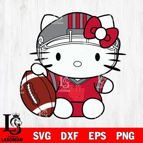 Utah Utes Cute Hello Kitty Football 5 Svg Eps Dxf Png File, NCAA svg, Digital Download, Instant Download