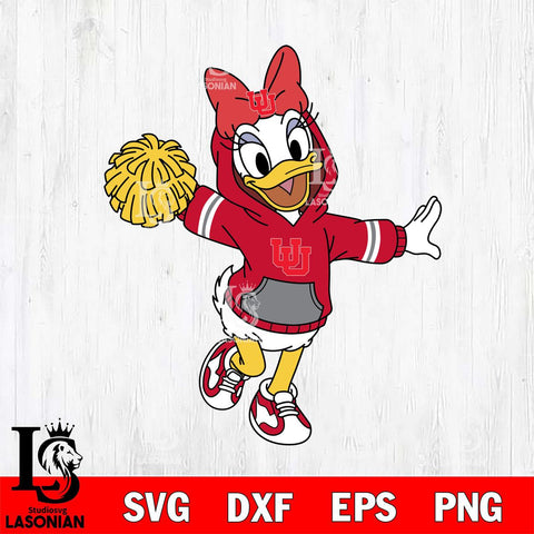 Utah Utes Daisy Duck Cheerleader Christmas File Cut, NCAA SVG DXF EPS PNG FILE, Digital Download , Criucut , Silhouette
