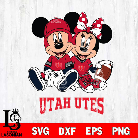 Utah Utes Disney Mickey And Minnie Football Svg Eps Dxf Png File, NCAA svg , Digital Download , Instant Download, Cricut File