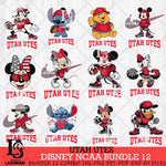Utah Utes Disney NCAA Bundle Svg PNG 12 Svg Eps Dxf Png File, Digital Download
