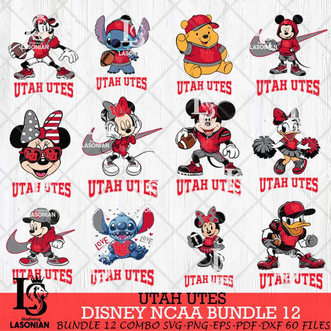 Utah Utes Disney NCAA Bundle Svg PNG 12 Svg Eps Dxf Png File, Digital Download