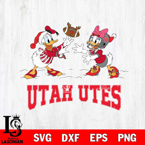Utah Utes Donald Duck & Daisy Duck Football Cricut,Christmas SVG DXF EPS PNG FILE, NCAA Digital Download,Instant Download, Silhouette
