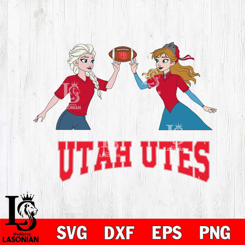 Utah Utes Elsa & Anna Football Cricut,Christmas SVG DXF EPS PNG FILE, NCAA Digital Download,Instant Download, Silhouette