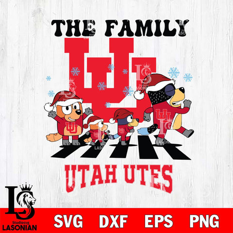 Utah Utes Family Bluey Christmas Svg Eps Dxf Png File, Digital Download