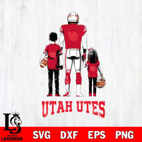 Utah Utes Father And Child Football SVG DXF EPS PNG FILE,NCAA SVG, Father day Digital Download,Instant Download, Silhouette