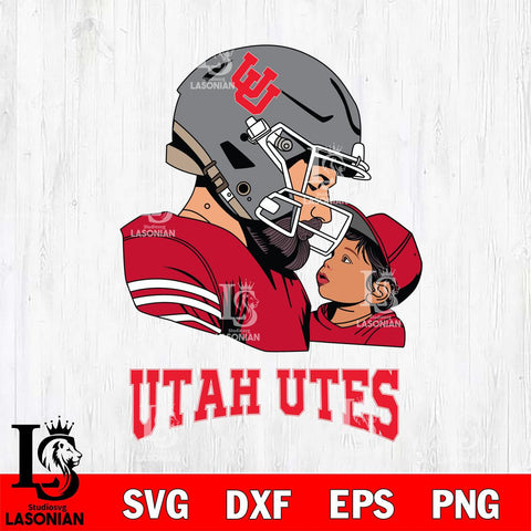 Utah Utes Father And Child Rugby SVG DXF EPS PNG FILE,NCAA SVG, Father day Digital Download,Instant Download, Silhouette