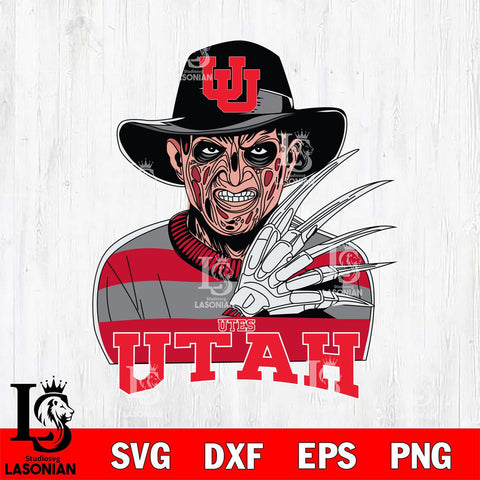 Utah Utes Freddy Krueger Horror Halloween Svg Eps Dxf Png File, NCAA svg, Digital Download, Instant Download