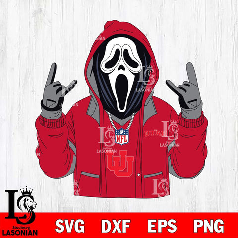Utah Utes Ghostface Scream Football Halloween Svg Eps Dxf Png File, NCAA svg, Digital Download, Instant Download