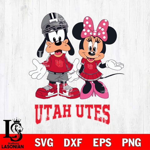 Utah Utes Goofy and Minnie mouse Football SVG DXF EPS PNG FILE,NCAA svg ,Football Digital Download,Instant Download, Silhouette