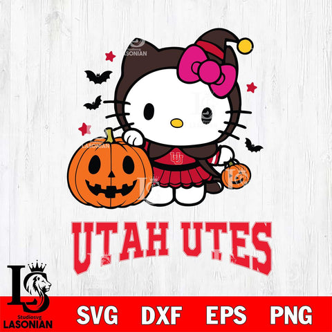 Utah Utes Hello Kitty Horror 1 Svg Eps Dxf Png File, Digital Download