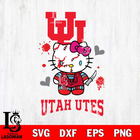 Utah Utes Hello Kitty Horror 2 Svg Eps Dxf Png File, Digital Download