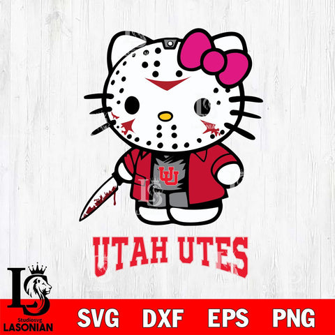 Utah Utes Hello Kitty Horror 3 Svg Eps Dxf Png File, Digital Download