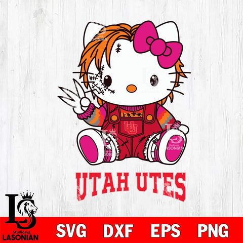 Utah Utes Hello Kitty Horror Svg Eps Dxf Png File, Digital Download