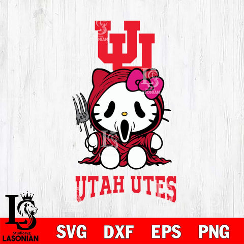 Utah Utes Hello Kitty Horror 4 Svg Eps Dxf Png File, Digital Download