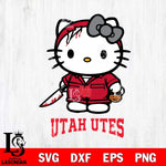 Utah Utes Hello Kitty Horror 5 Svg Eps Dxf Png File, Digital Download