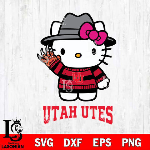 Utah Utes Hello Kitty Horror 6 Svg Eps Dxf Png File, Digital Download