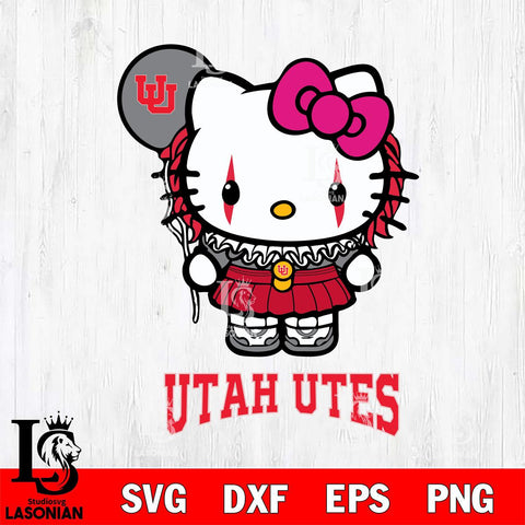 Utah Utes Hello Kitty Horror 7 Svg Eps Dxf Png File, Digital Download