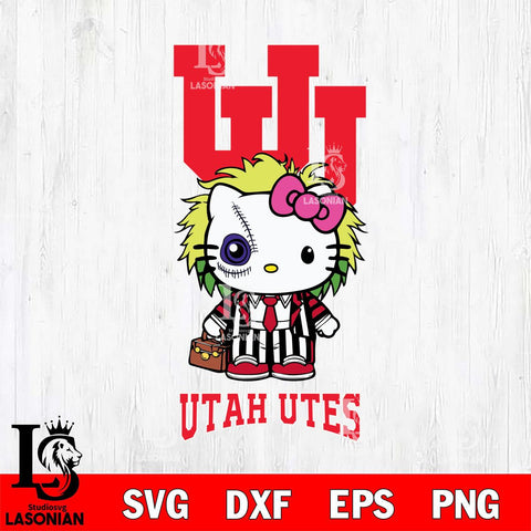 Utah Utes Hello Kitty Horror 8 Svg Eps Dxf Png File, Digital Download