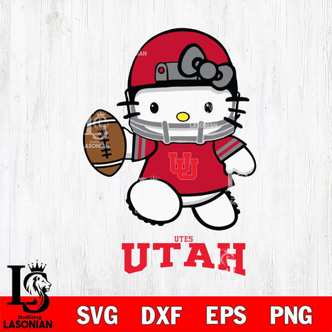 Utah Utes Hello Kitty NCAA 4 Svg Eps Dxf Png File, Digital Download, Instant Download
