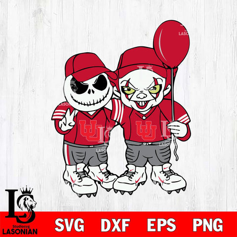 Utah Utes Jack Skellington And Pennywise Football Svg Eps Dxf Png File, NCAA svg, Digital Download, Instant Download