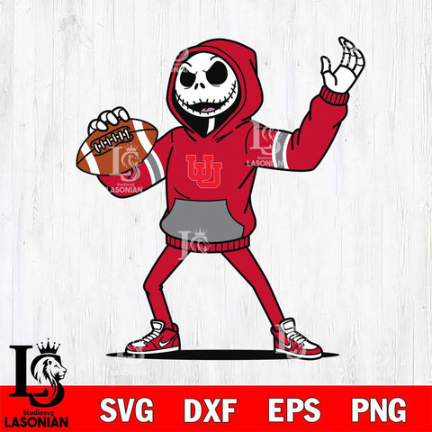 Utah Utes Jack Skellington Football Christmas File Cut, NCAA SVG DXF EPS PNG FILE, Digital Download , Criucut , Silhouette