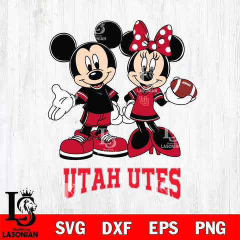 Utah Utes Mickey Minnie Football Svg Eps Dxf Png File, NCAA svg , Digital Download , Instant Download, Cricut File