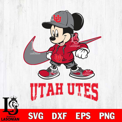 Utah Utes Mickey Mouse NIKE, Svg Eps Dxf Png File, Digital Download
