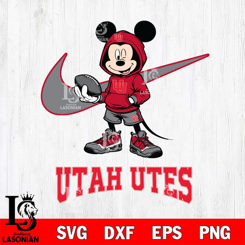Utah Utes Mikey Mouse Disney NIKE, Svg Eps Dxf Png File, Digital Download