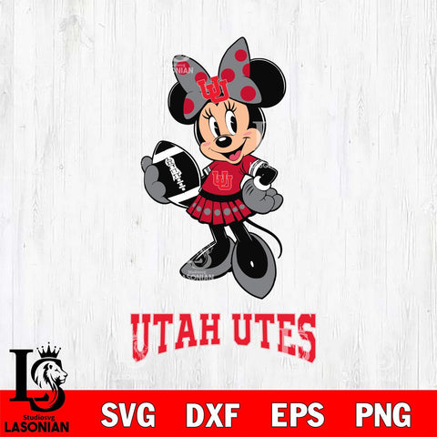 Utah Utes Minnie Mouse, Svg Eps Dxf Png File, Digital Download
