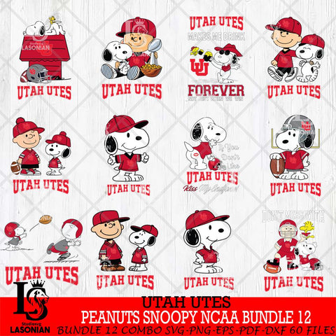 Utah Utes Peanuts Snoopy Player NCAA Bundle 12 SVG DXF EPS PNG FILE,Snoopy File Cut, bundle NCAA Digital Download,Instant Download, Silhouette