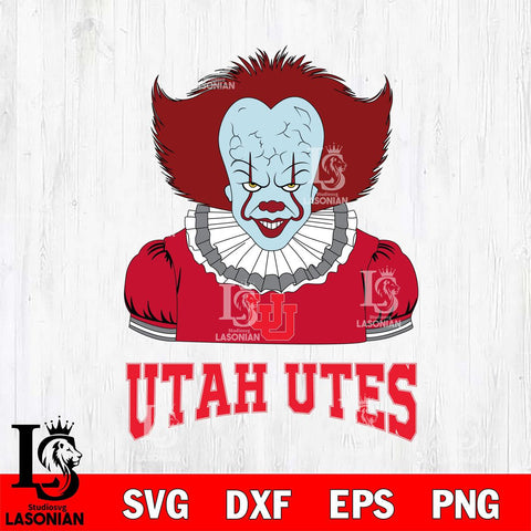 Utah Utes Pennywise Horror Sport 5 Svg Eps Dxf Png File, Digital Download